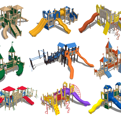  现代儿童滑梯su模型 