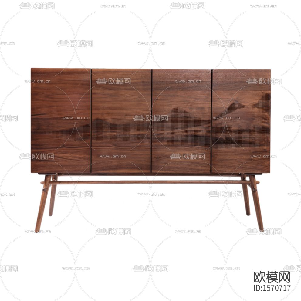 新中式禅意实木假山雕刻边柜下载