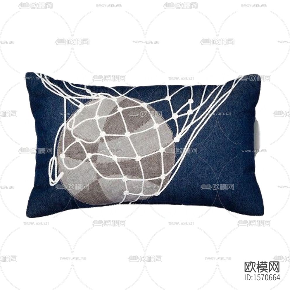 现代简约蓝色布艺篮球印花抱枕下载