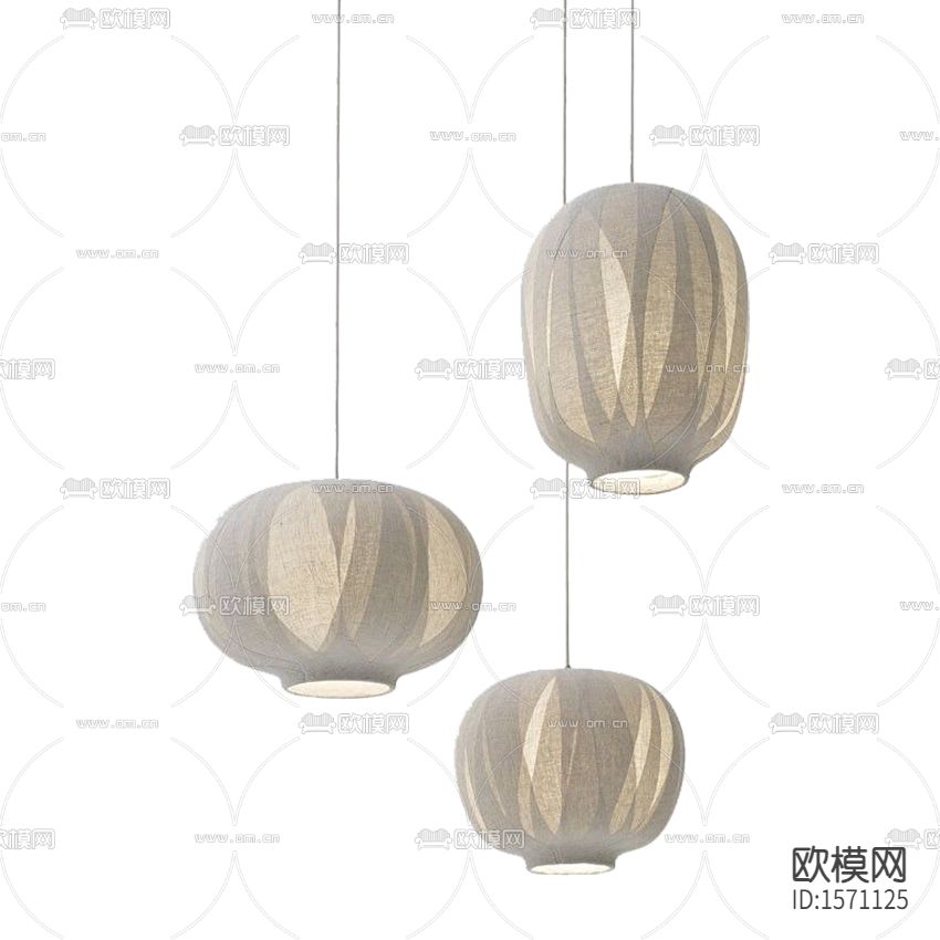 北欧简约灰色布艺灯笼吊灯