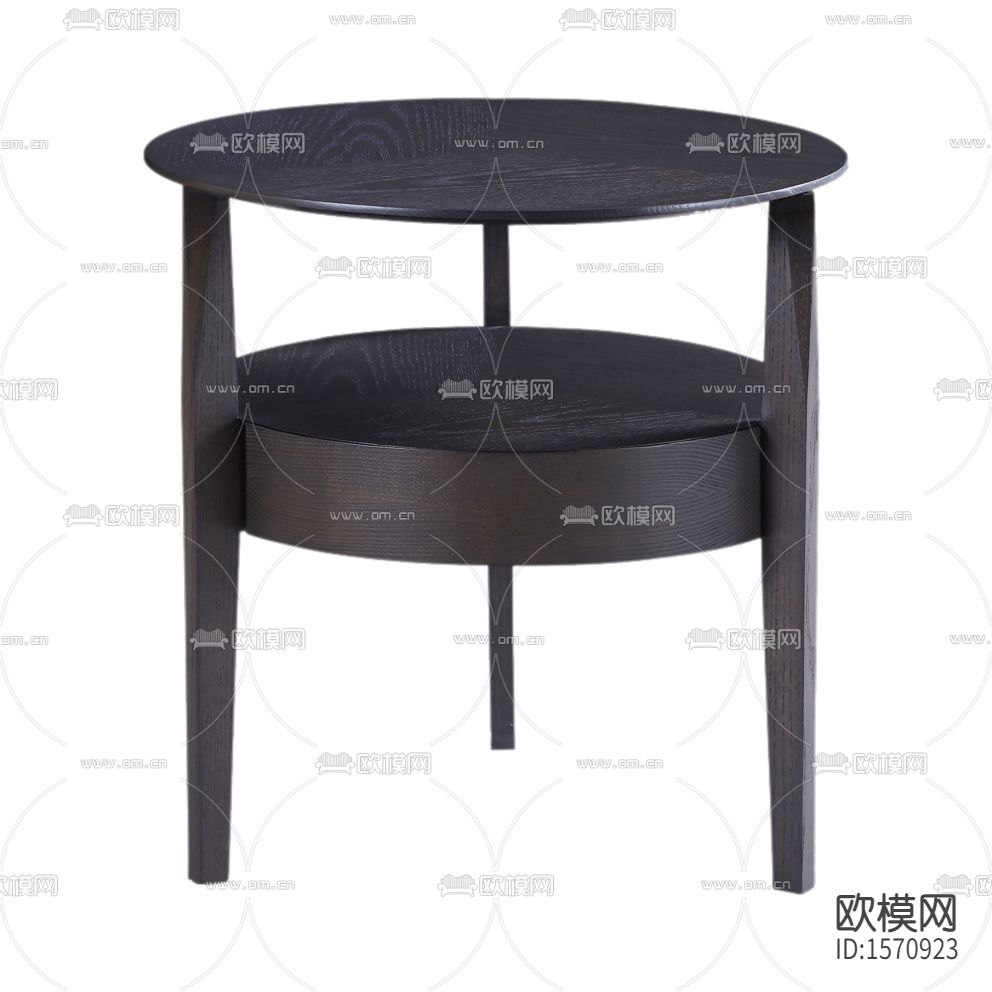 现代简约黑胡桃木圆形边几下载