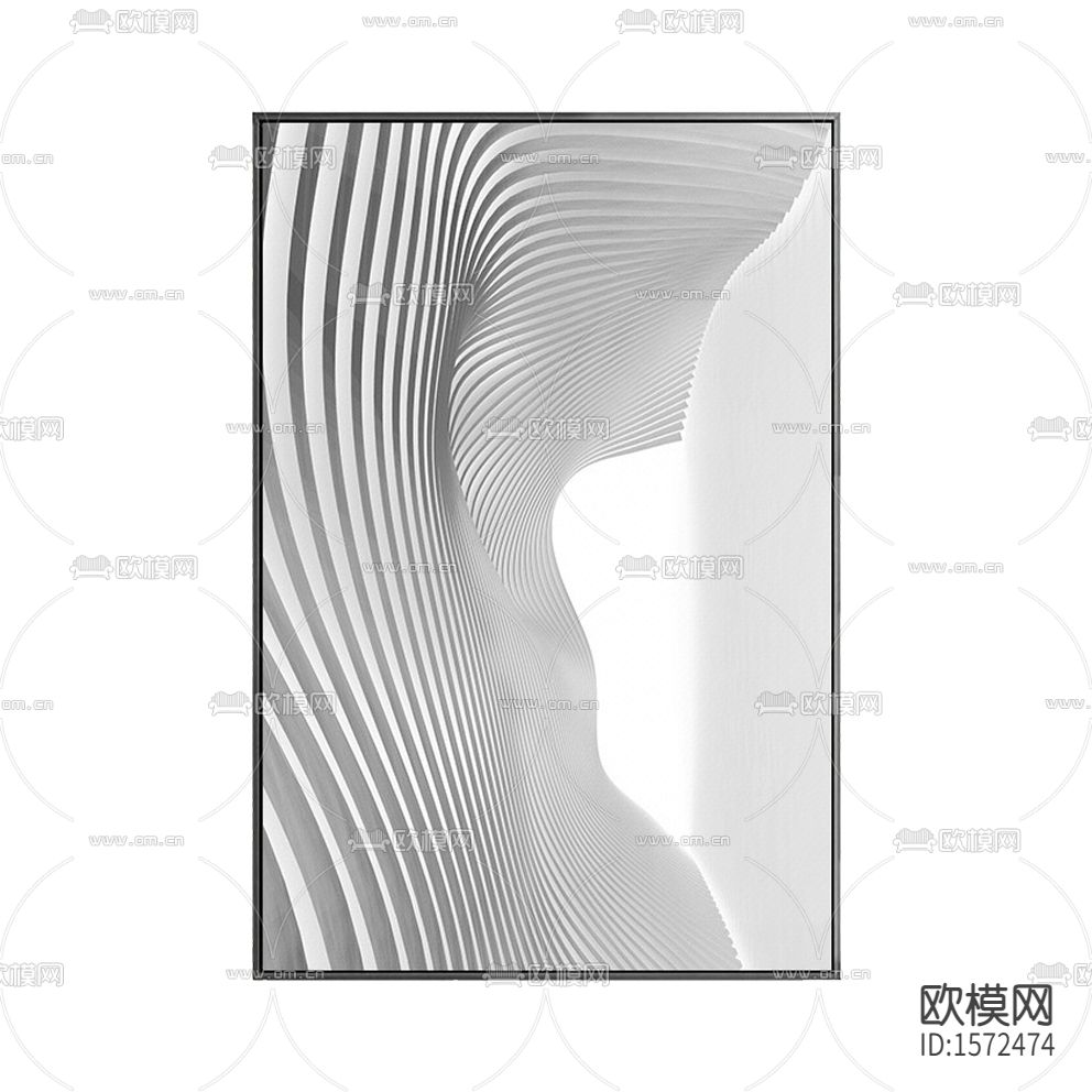 现代简约黑白条纹抽象装饰画下载