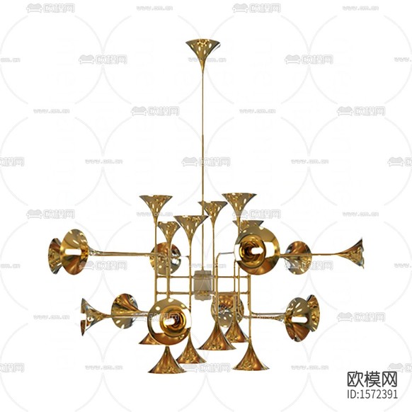 现代轻奢金色波蒂喇叭吊灯下载