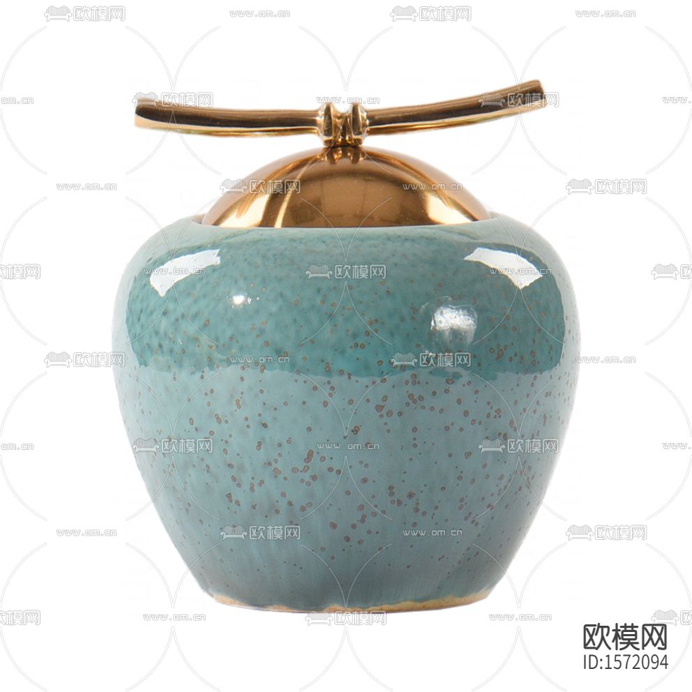 新中式禅意青色陶瓷不锈钢收纳罐下载