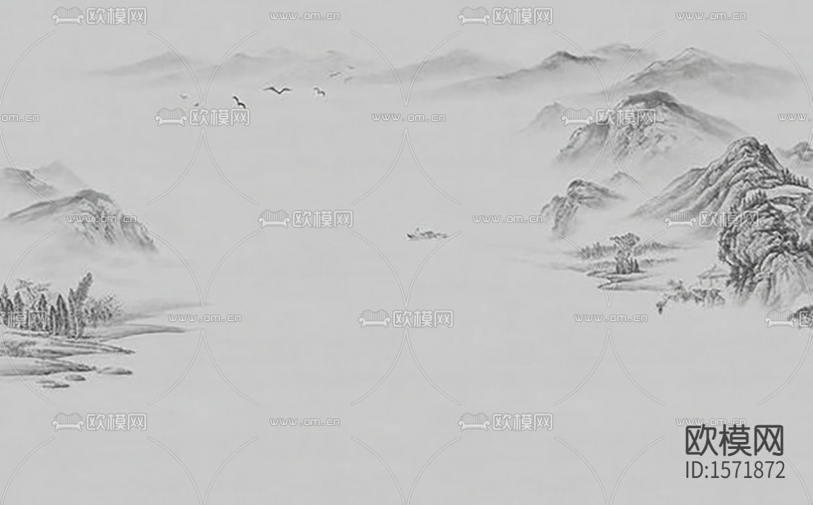 新中式水墨山水装饰画