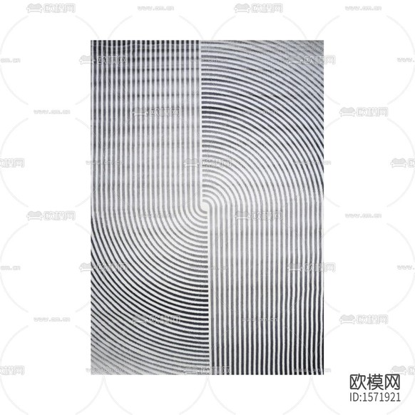 现代简约黑白条纹布艺地毯下载