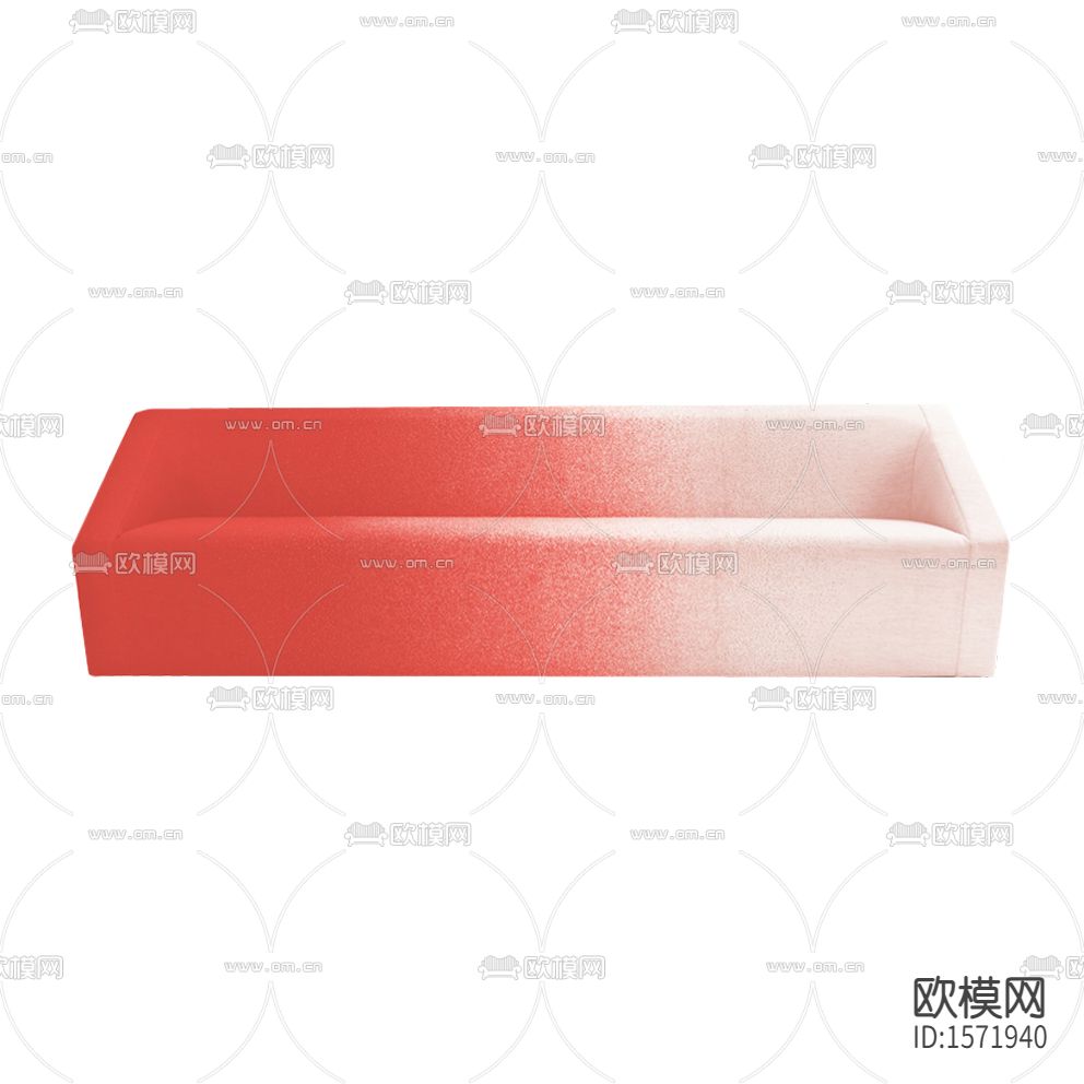 现代简约橙白渐变色布艺双人沙发