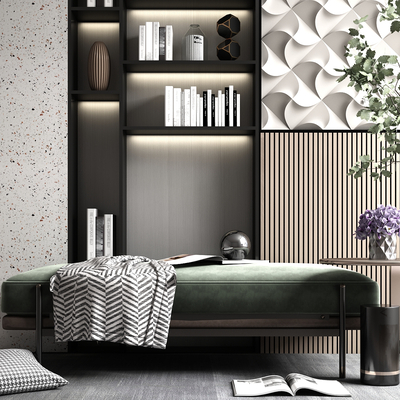  现代布艺脚踏su模型 