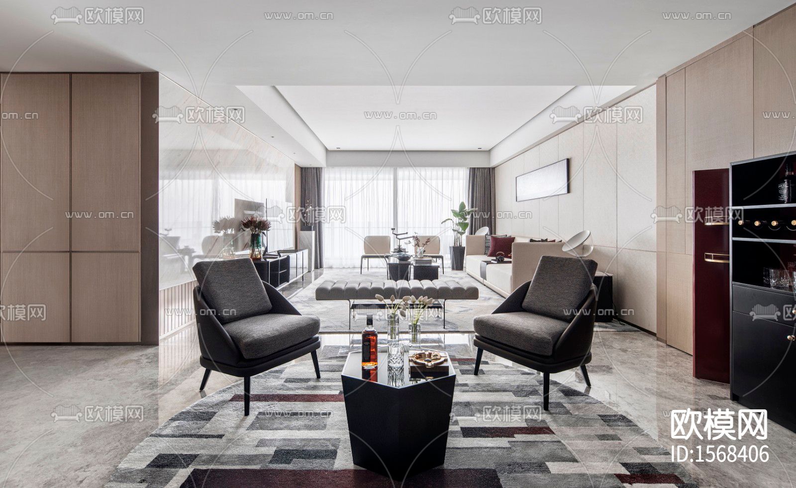 云锦中心大平层cad施工图下载（渲染图9）