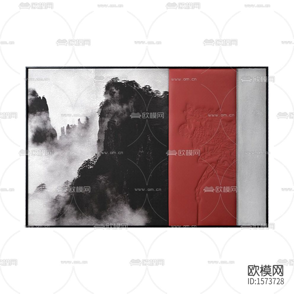 新中式创意凹凸造型装置画