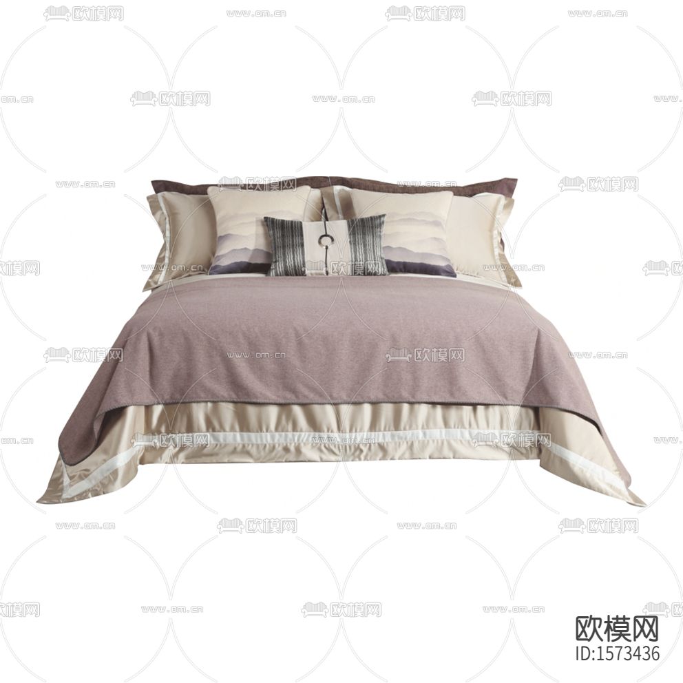 新中式禅意灰红色布艺床品下载