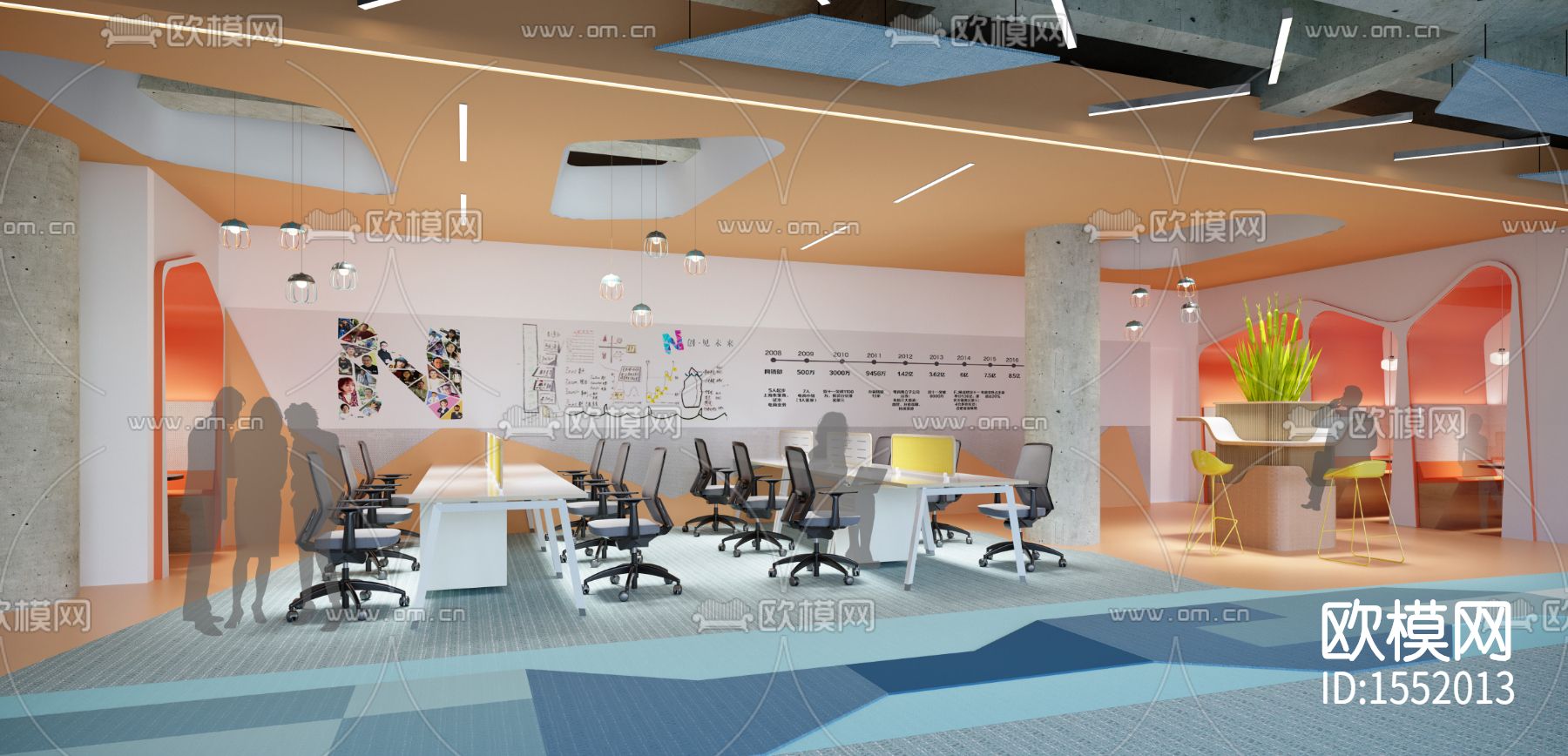 办公楼cad效果图施工图下载（渲染图3）