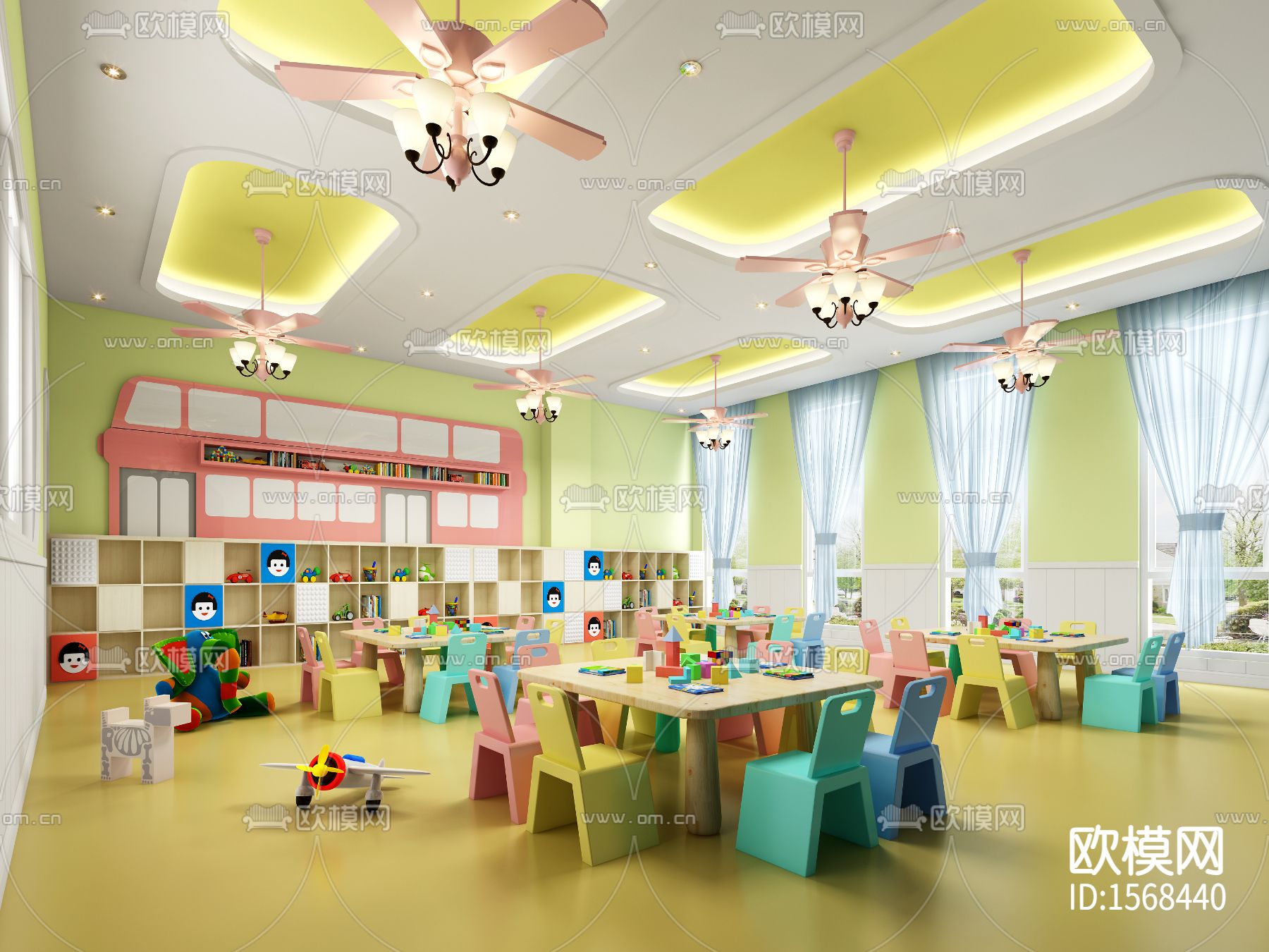 巴中第二所红太阳幼儿园cad施工图下载（渲染图3）