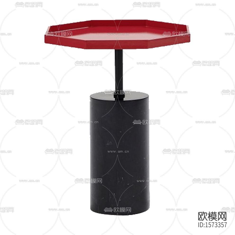 现代简约红色六边形实木大理石边几下载