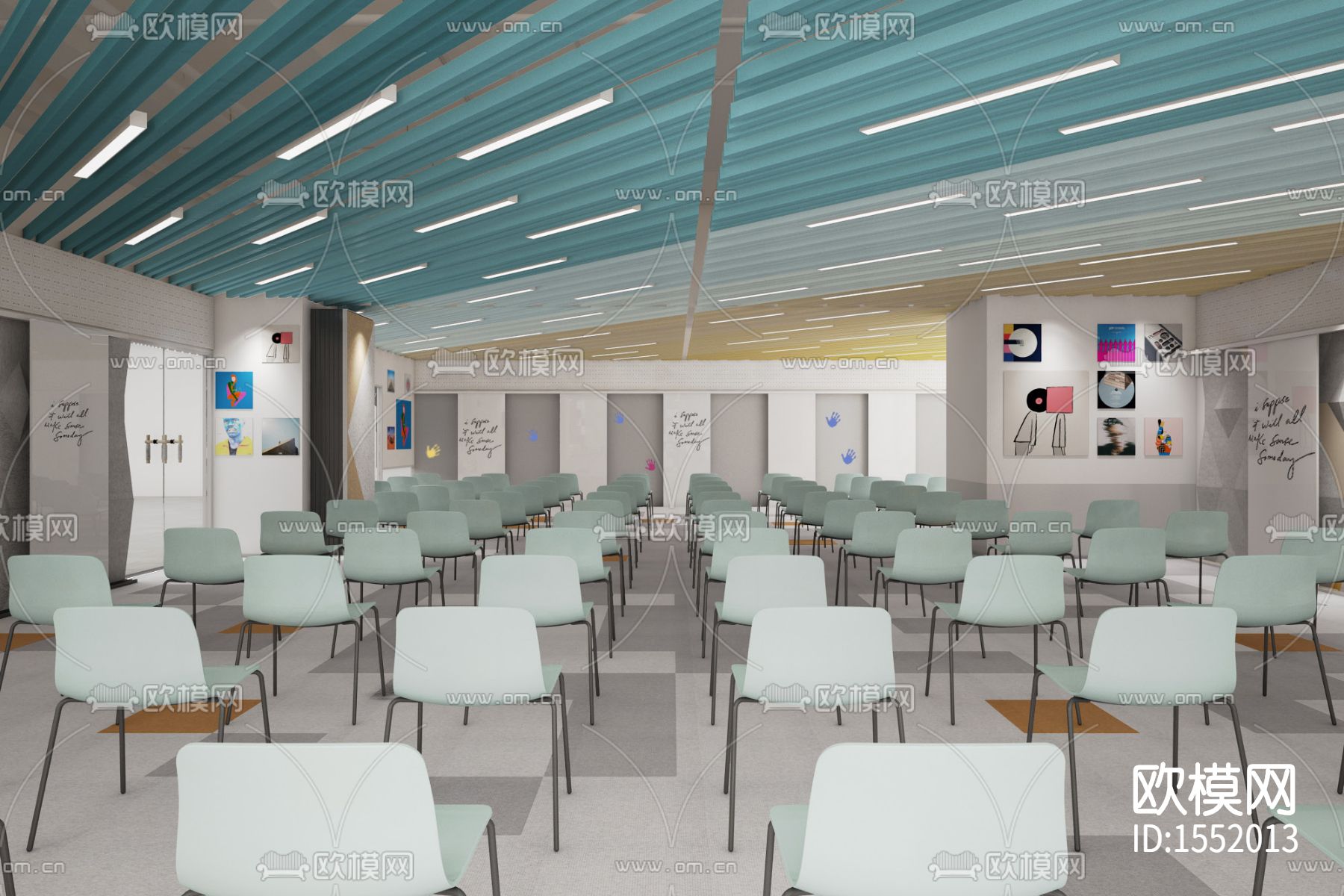 办公楼cad效果图施工图下载（渲染图5）