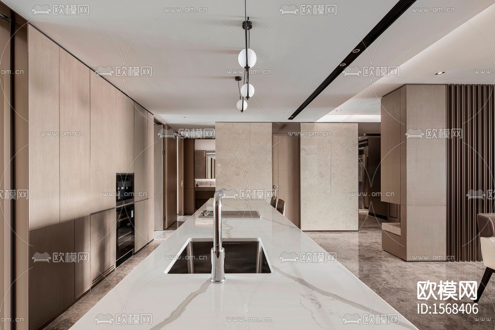 云锦中心大平层cad施工图下载（渲染图6）