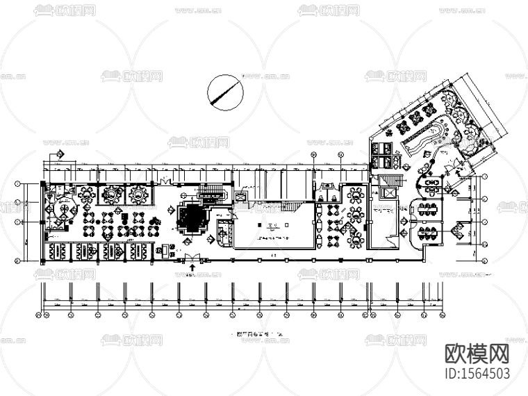 100套不同风格的餐饮空间餐厅设计CAD施工图下载（渲染图4）