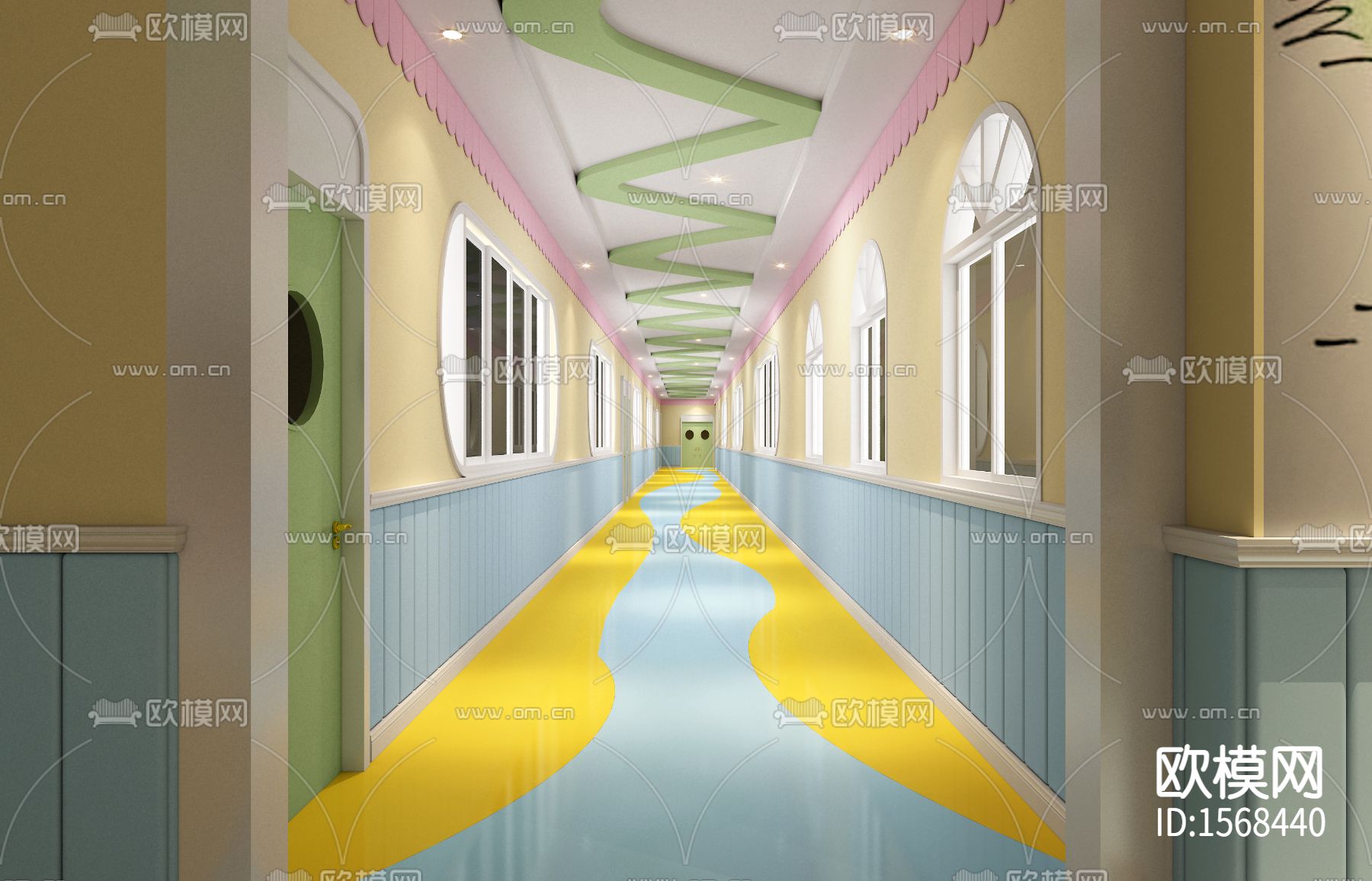 巴中第二所红太阳幼儿园cad施工图下载（渲染图4）