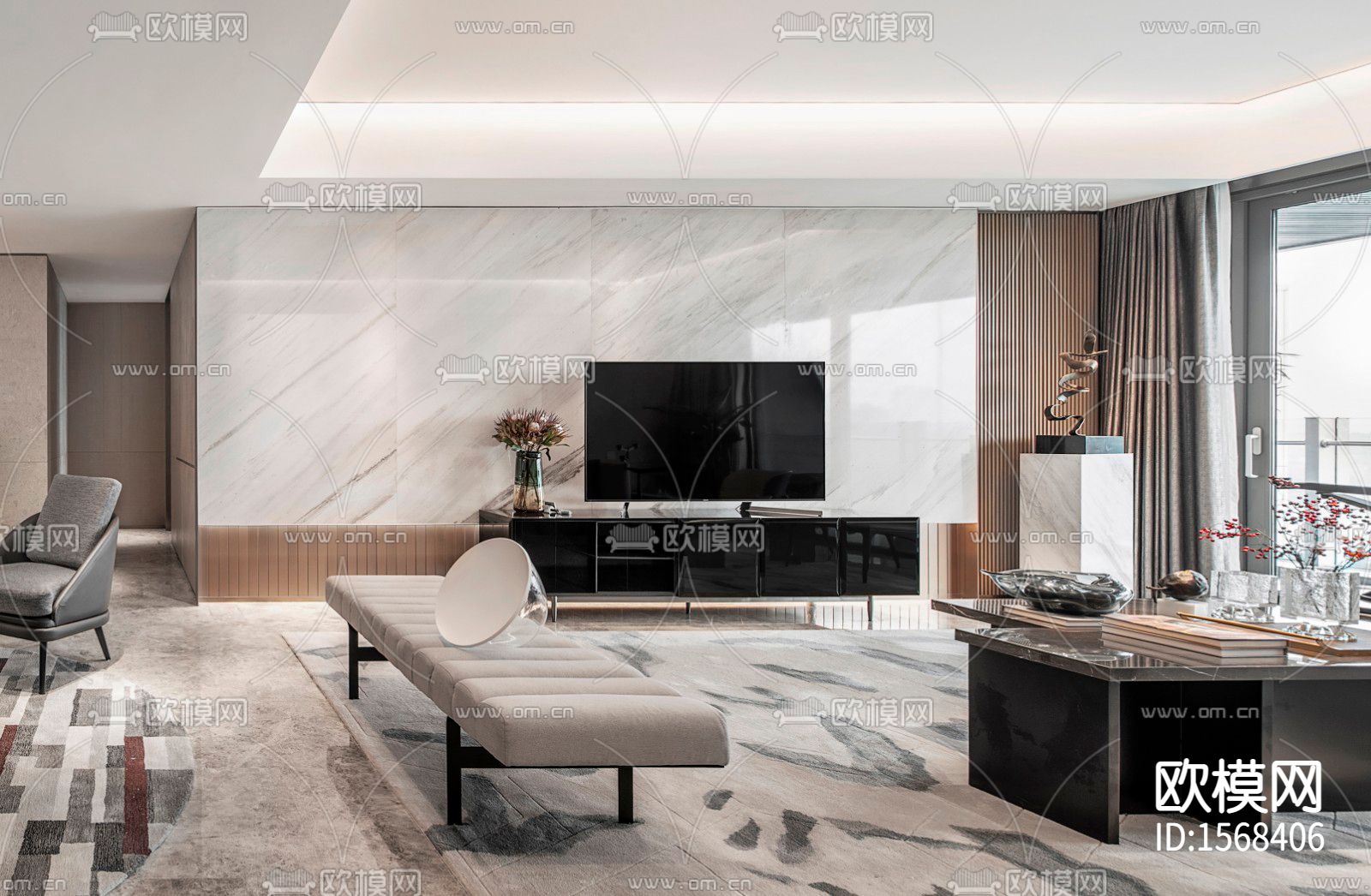 云锦中心大平层cad施工图下载（渲染图5）