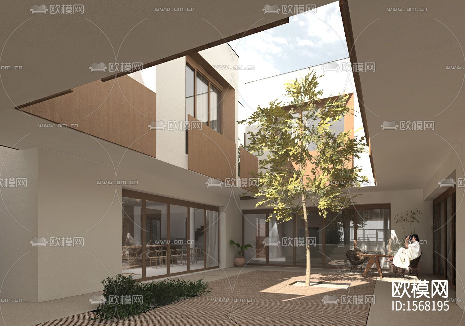 侘寂民宿cad施工图下载（渲染图1）