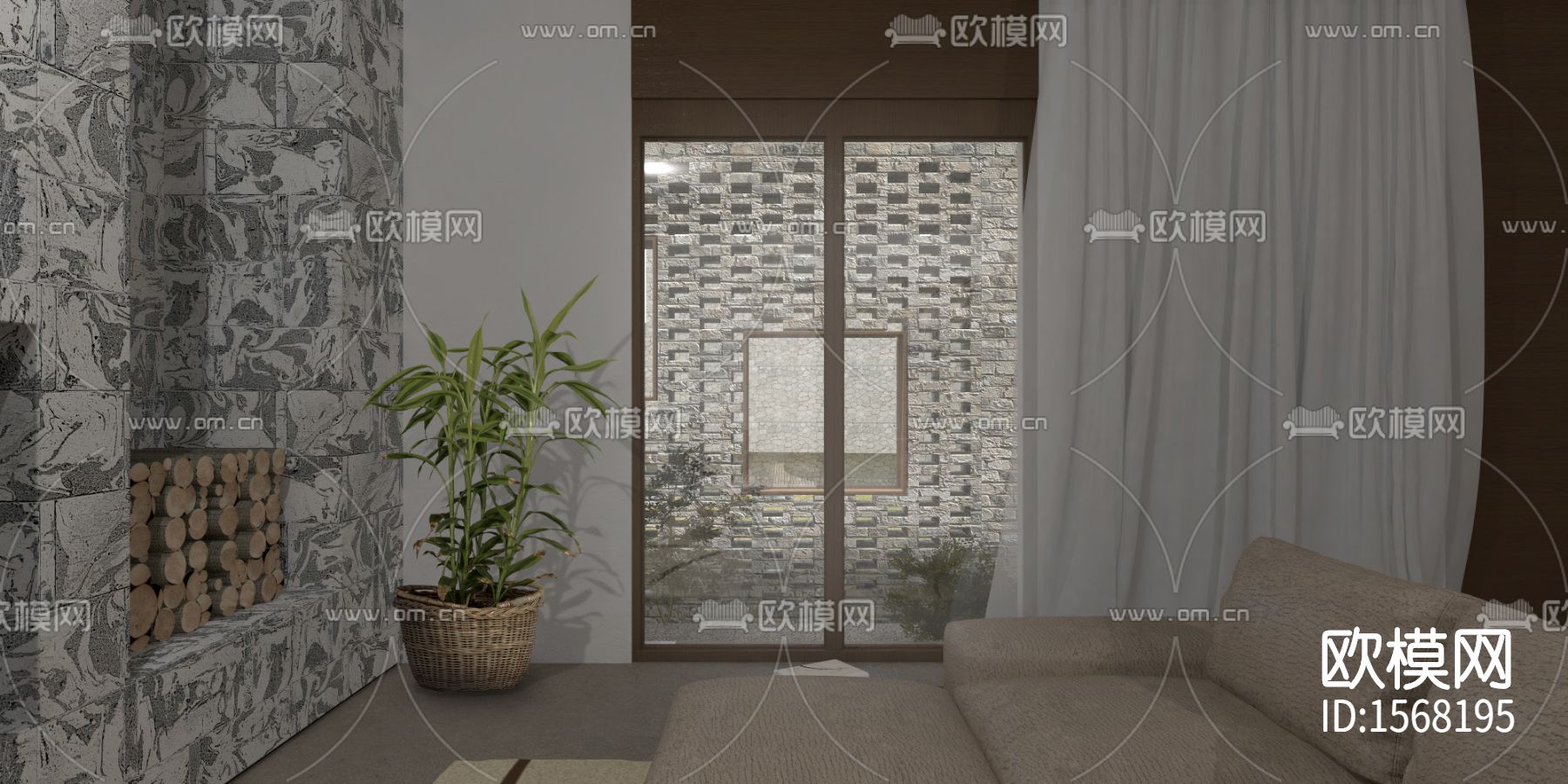 侘寂民宿cad施工图下载（渲染图2）