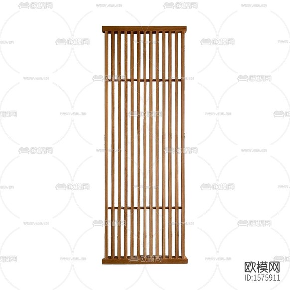 新中式简约实木格栅屏风下载