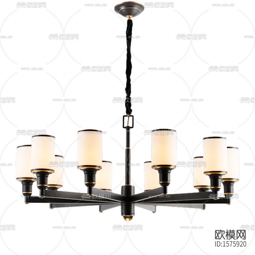 新中式轻奢创意金属吊灯下载