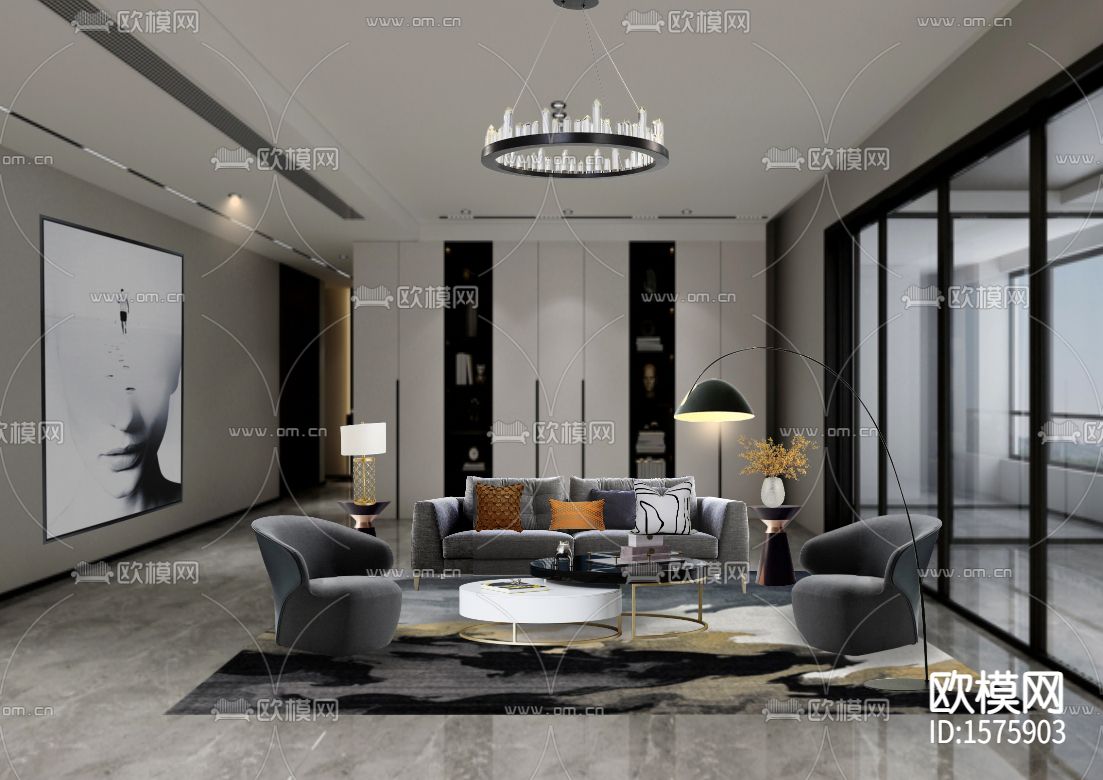 现代轻奢创意客厅