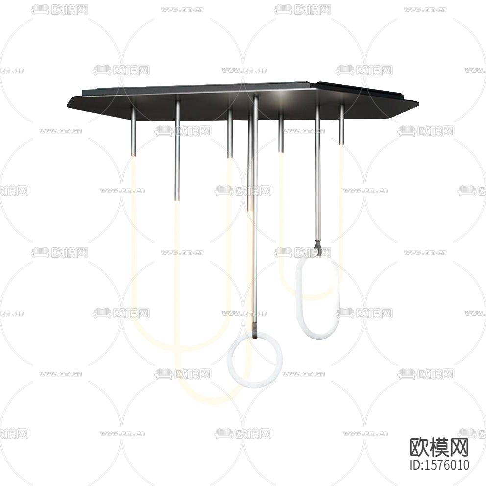 现代轻奢不锈钢U型玻璃吊灯下载