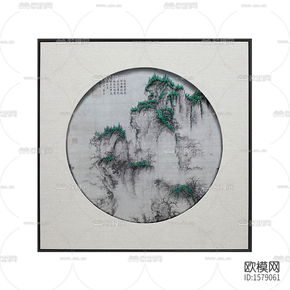 新中式禅意手工立体山峰装置画下载