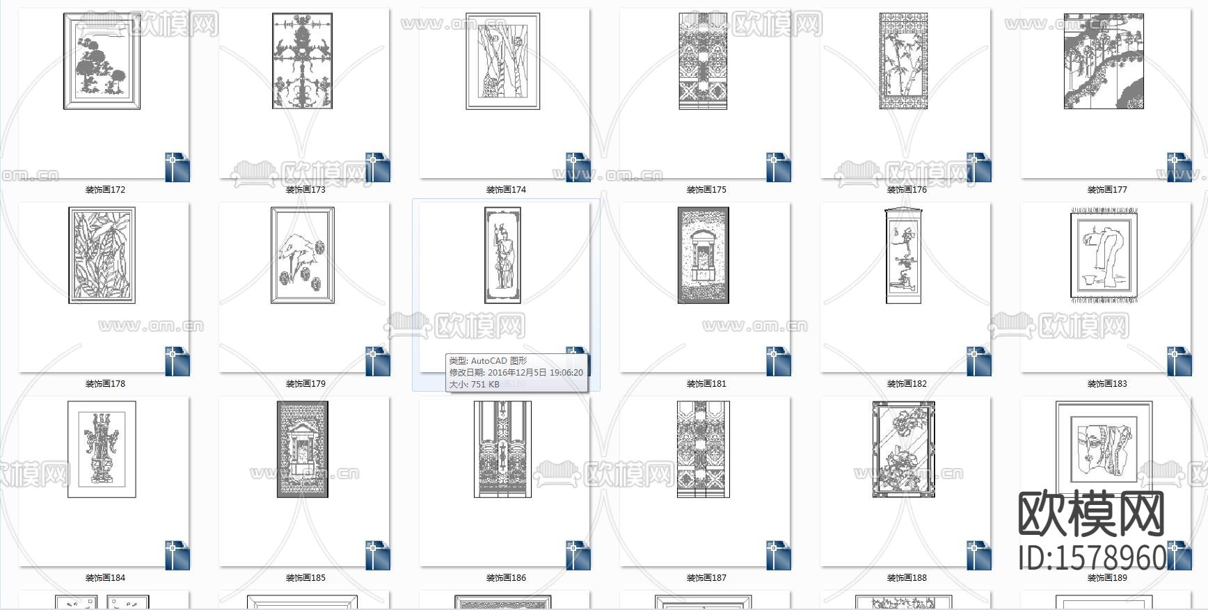 挂画cad图库下载（渲染图1）