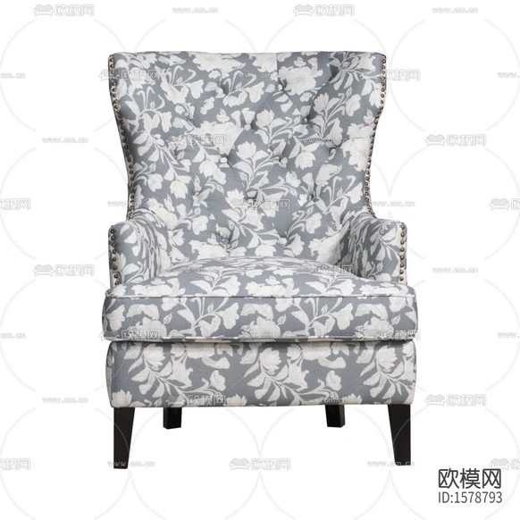 美式简约灰色碎花布艺单人沙发下载