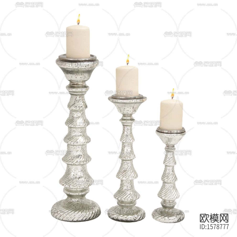 美式复古做旧实木雕刻烛台下载
