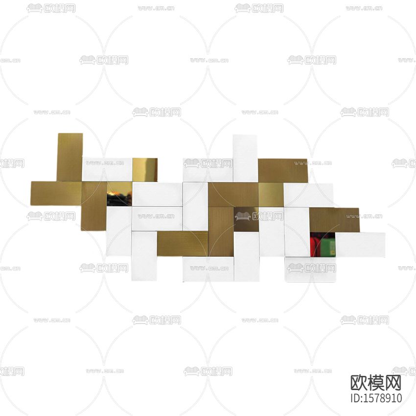 现代轻奢金属实木创意壁饰下载