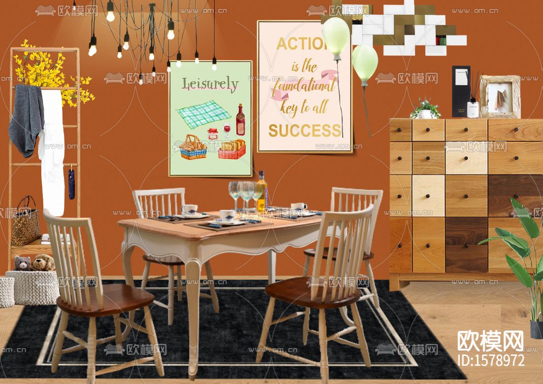 北欧简约彩色创意餐厅