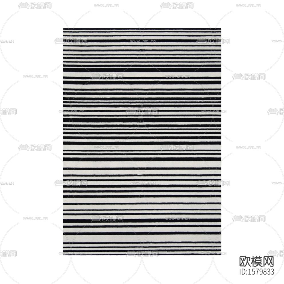 现代简约黑白色条纹羊毛地毯下载