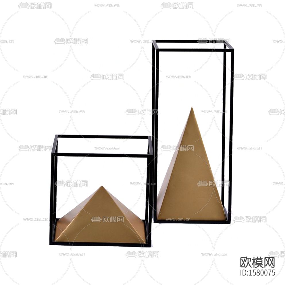 现代简约几何椎体金属摆件下载