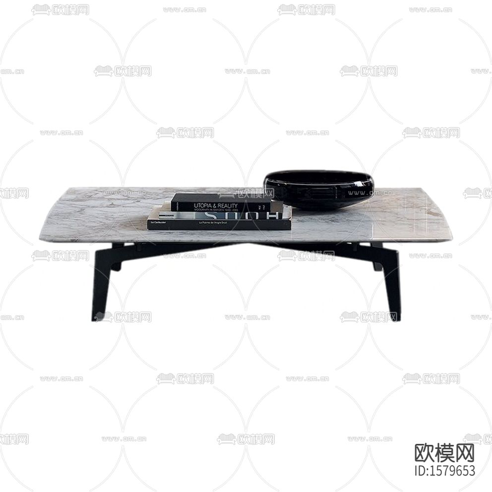 现代简约黑色实木白色大理石茶几下载