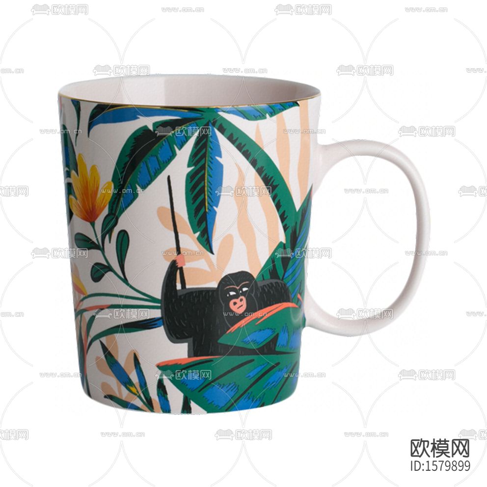 北欧简约彩色手绘陶瓷马克杯下载