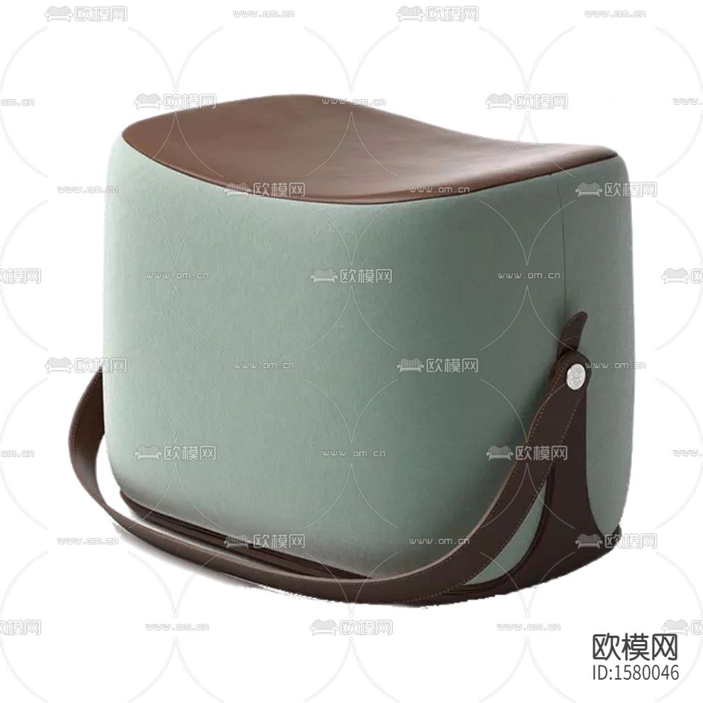 现代轻奢绿色布艺皮革沙发凳下载