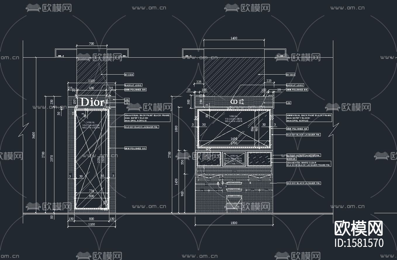 化妆品展柜节点大样下载（渲染图5）