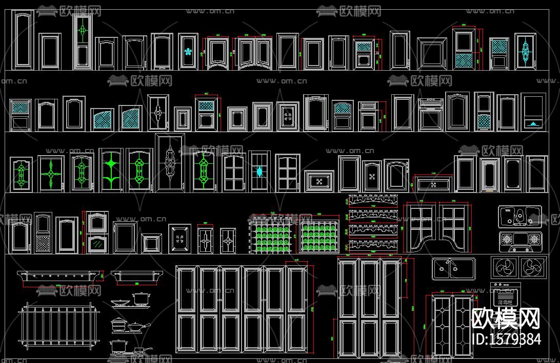 厨房卫生间器具cad图库下载（渲染图7）