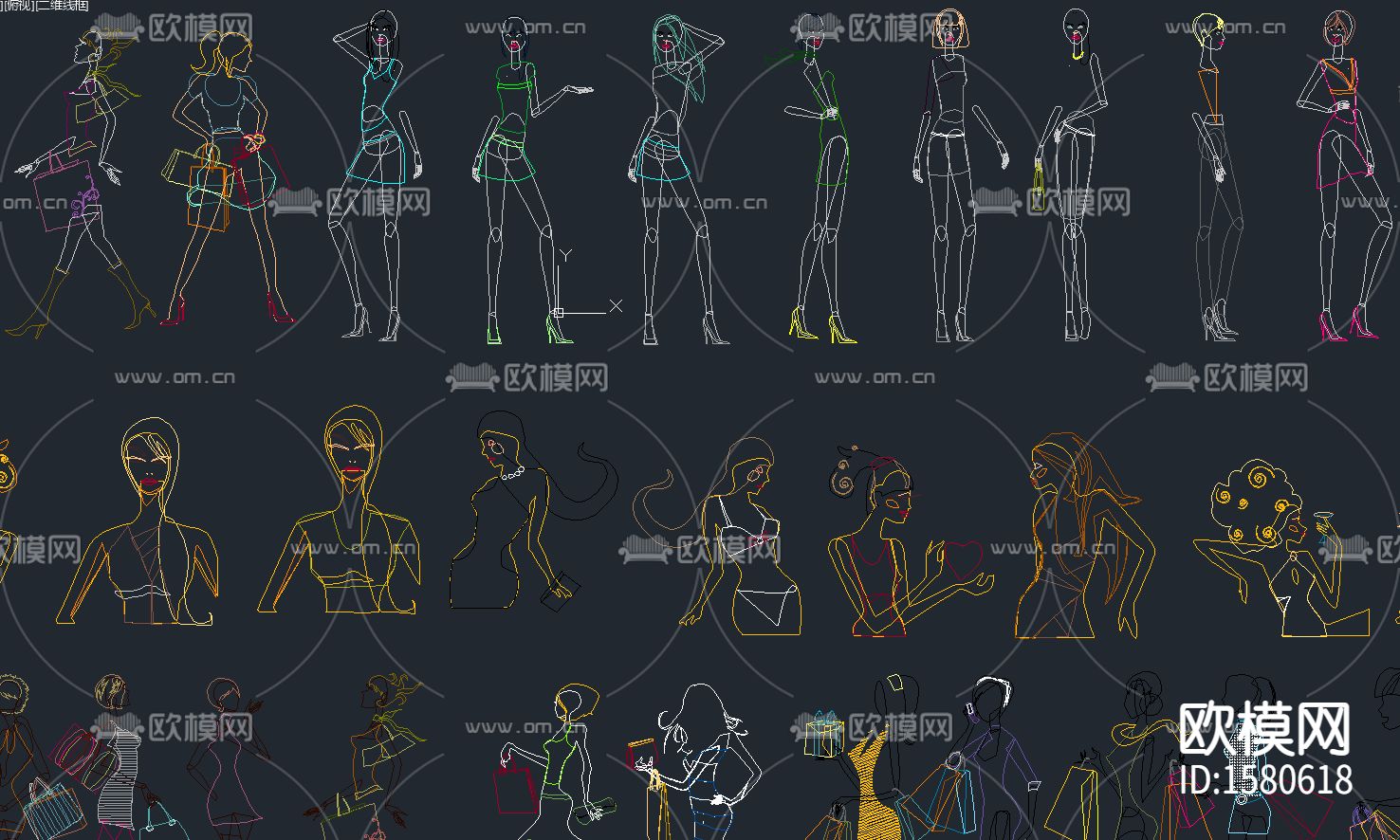 美女人物cad图库下载（渲染图4）