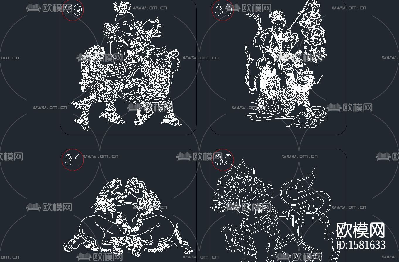 麒麟貔貅cad图库下载（渲染图6）