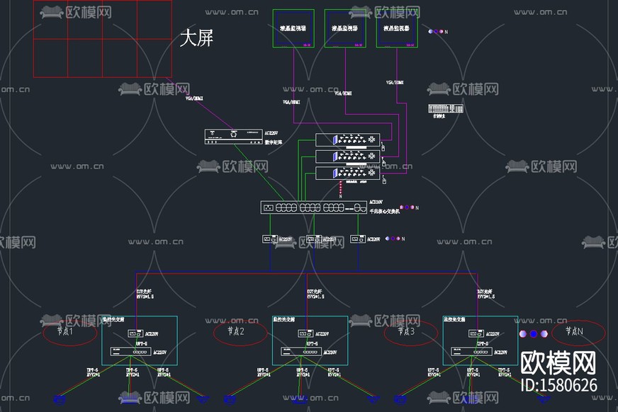 监控系统cad图库下载(渲染图3)