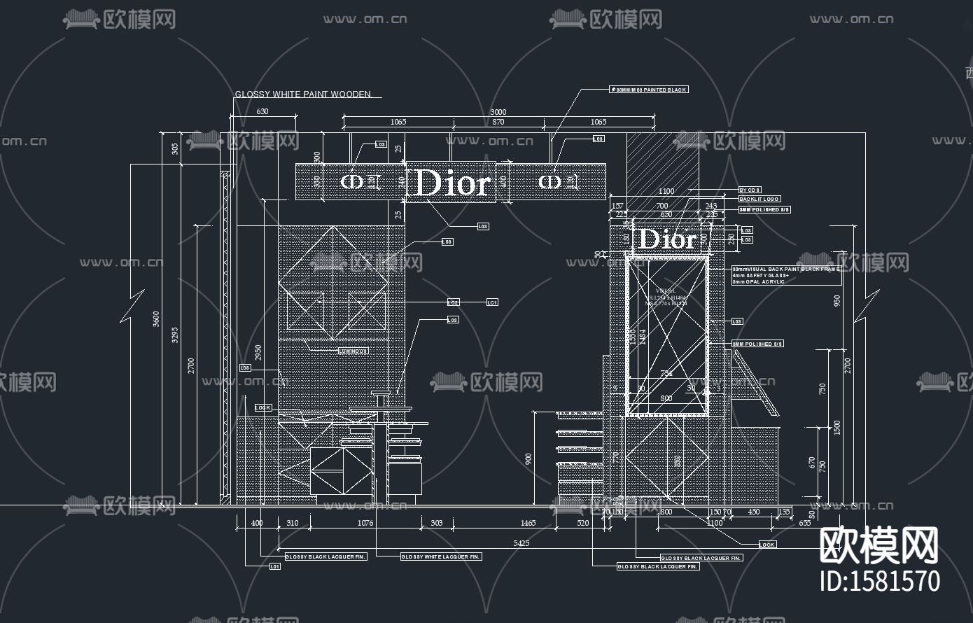 化妆品展柜节点大样下载（渲染图2）