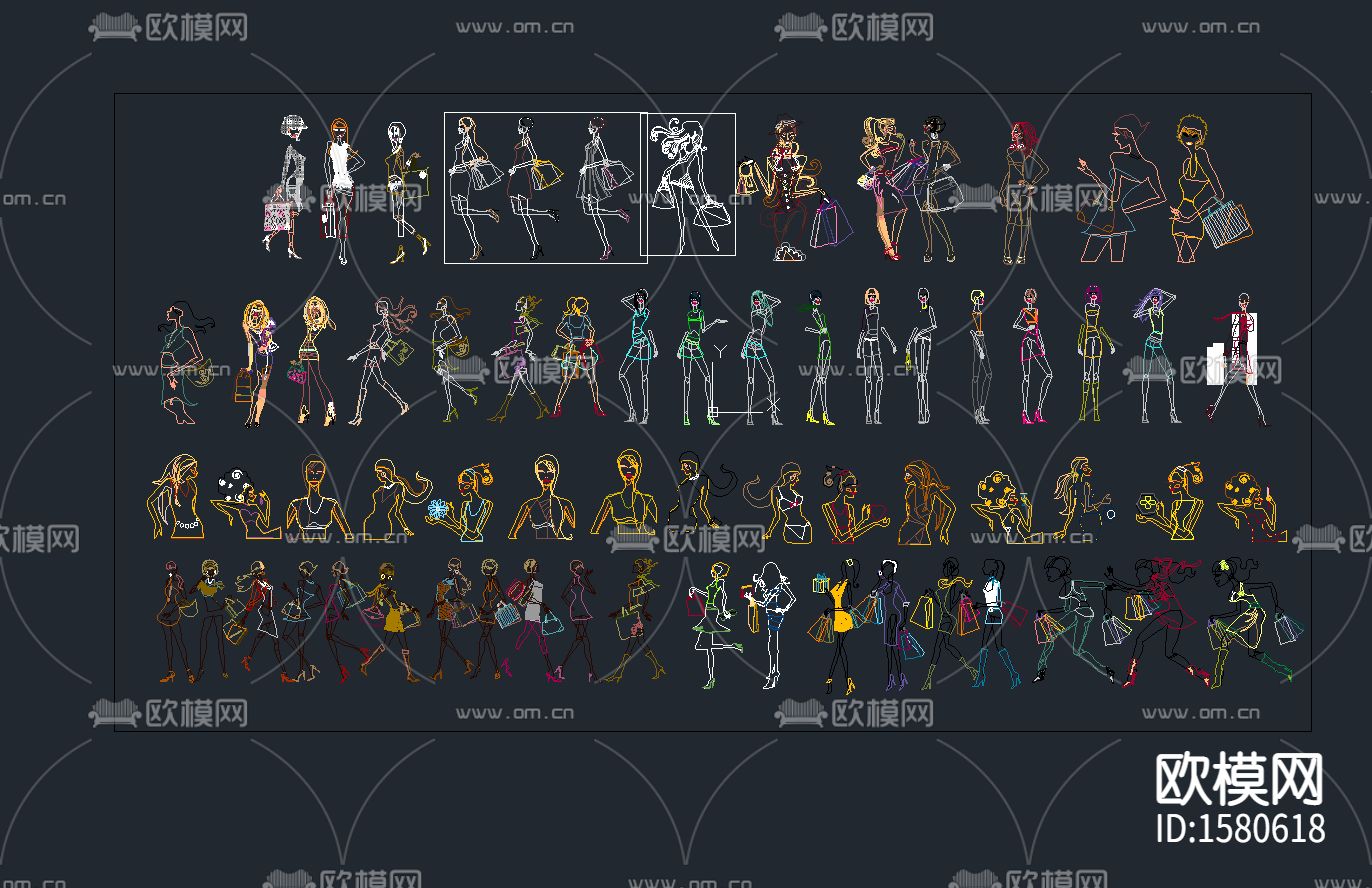 美女人物cad图库下载（渲染图6）