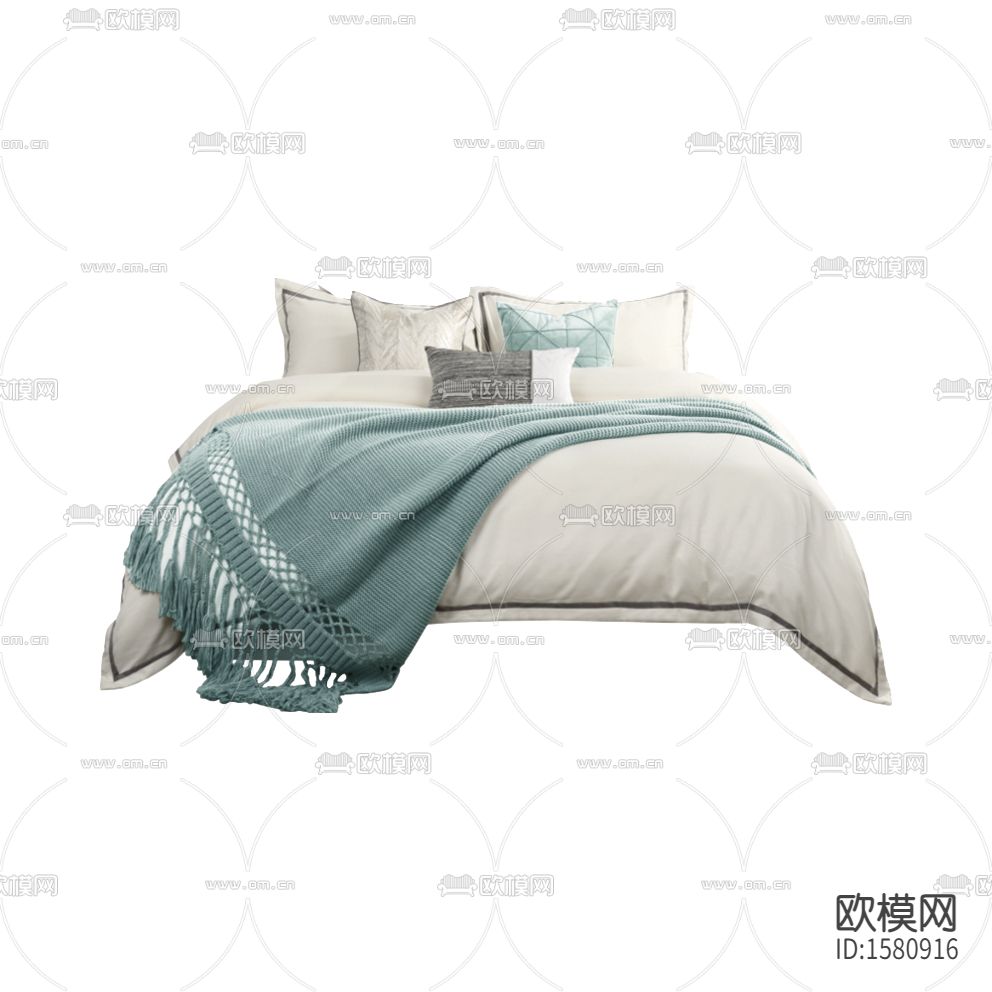 新中式简约白色布艺床品