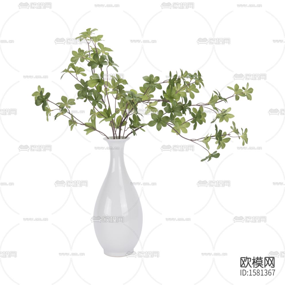 新中式简约白瓷花瓶摆放绿植下载