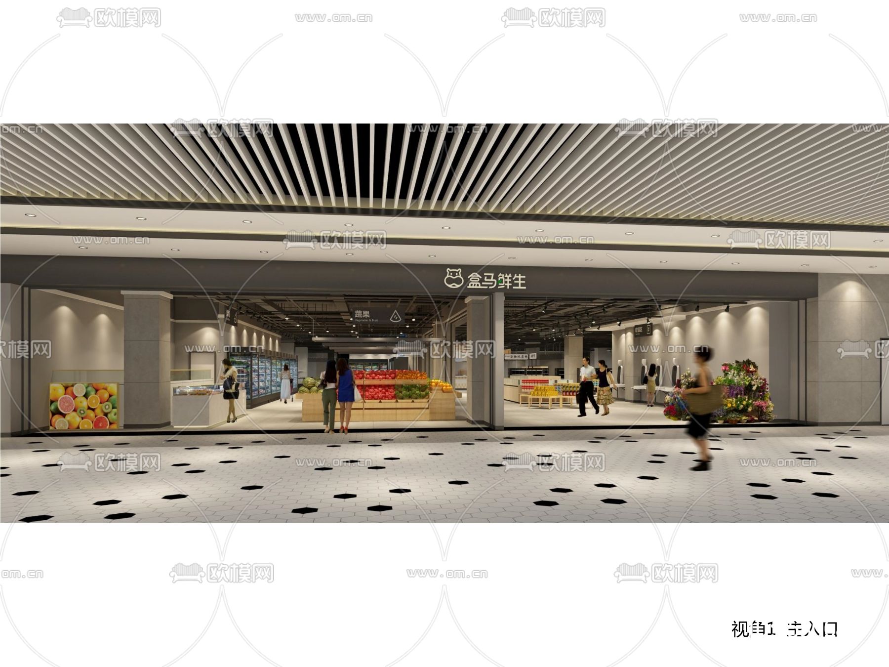 超市cad施工图下载（渲染图7）